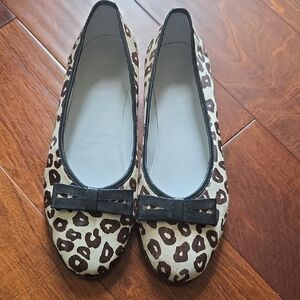 Leopard Print Ballet Flats with Black Bow